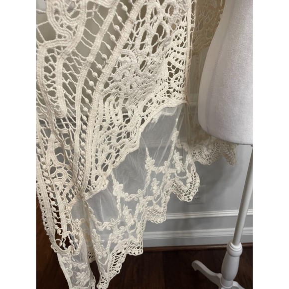 Crochet Lace Boho Swimwear Beach Top Bikini Cover Up White Fits Small Medium - Picture 5 of 6